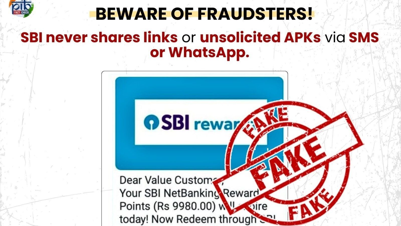 PIB fact checks SBI rewards scam, warns ’never click unknown links, files’. Check details here